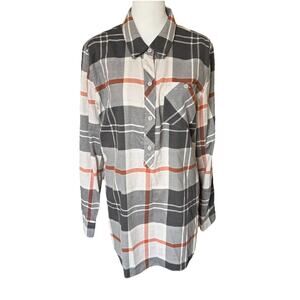 Patagonia Womens Large Featherstone Tunic Top 1/2 Button Shirt Long Sleeve Plaid